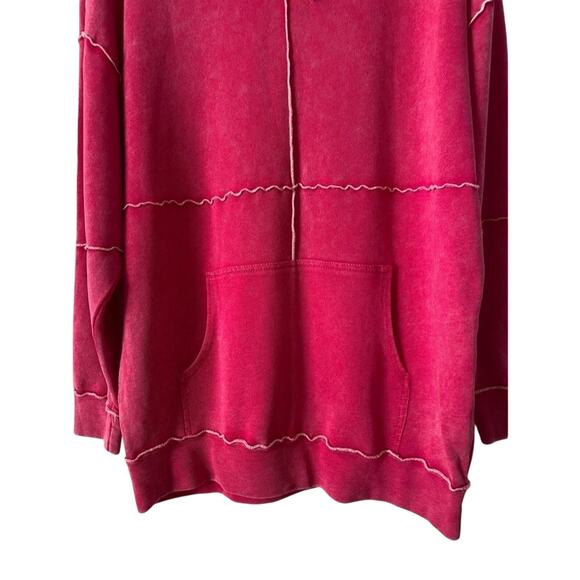 Wild Fable NWT Pink Washed Raw Seam Hoodie Sweatshirt Women's S Relaxed Boho - Picture 3 of 8